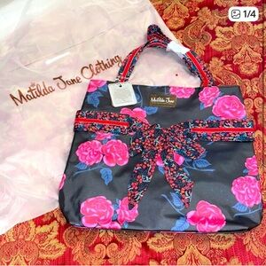 Matilda Jane Black and Pink Floral Tote